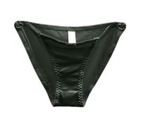Sous-vêtements pour femme - Nœud français - Sous-vêtements creux pour femme - Taille basse - Surface en satin sans couture et pantalon triangulaire boutonné avec un pur désir, vert, XL