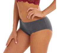 Sous-vêtements pour femme - Sous-vêtements pour femme - En coton - Taille moyenne - Grandes tailles - Avec matériau absorbant - Pratique - Confortable - Slip avec taille moyenne, gris, XS