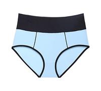Sous-vêtements pour femme taille haute en coton doux et respirant pour cadeaux de la vie quotidienne, bleu, M