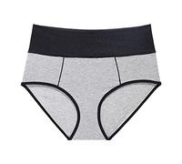 Sous-vêtements pour femme taille haute en coton doux et respirant pour cadeaux de la vie quotidienne, gris, L
