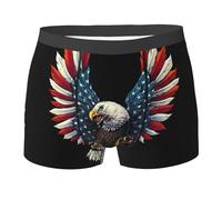 Sous-vêtements pour homme avec imprimé drapeau aigle américain, caleçons boxers, sous-vêtements ultra confortables et doux, sous-vêtements extensibles respirants, Noir , L Grande taille