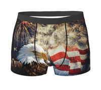 Sous-vêtements pour homme avec imprimé drapeau américain aigle de feu, caleçons boxers, sous-vêtements ultra confortables et doux, sous-vêtements extensibles respirants, Noir , XXL Grande taille