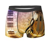 Sous-vêtements pour homme avec imprimé notes de musique piano violon, caleçon boxer, sous-vêtements ultra confortables et doux, sous-vêtements extensibles respirants, Noir , S Grande taille