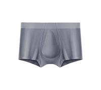 sous vêtements pour Homme Mens Organic Latex Support Pouch Trunks Men's Confortable Respirant Crotch Seamless Flat Angle Men's Underwear Acier (A, XXL)