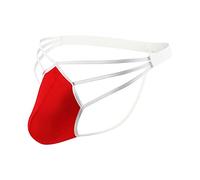 sous vêtements pour Homme Slip Taille Basse Fesse exposée String en Soie de Glace évidé Grande Poche Pantalon Amusant Grands s (Watermelon Red, XXL)