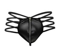 Sous-vêtements pour hommes avec charme confortable et fermeture éclair de couleur unie, vêtements hommes string G, Noir , 3XL