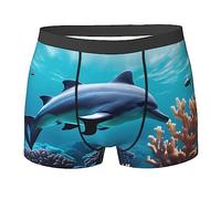 sous-Vêtements pour Hommes Magnifique Imprimé Corail Et Dauphins du Monde sous-Marin avec Ceinture Élastique Boxer Slips Homme Confort Boxer Homme pour Sport Usage Quotidien De Plein Air XL