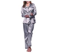 Sous-vêtements Pyjama long femmes satin costume robe de nuit moulante dentelle ensemble de lingerie ample photo, argenté, XL
