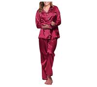 Sous-vêtements Pyjama long femmes satin costume robe de nuit moulante dentelle ensemble de lingerie ample photo, rouge, 4XL