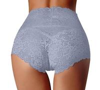 Sous-vêtements raffermissants pour le ventre - Dentelle creuse - Pour femme - En coton pur - Entrejambe - Grande taille - Culotte ministre - Ensemble de sous-vêtements pour femme, bleu clair, 3XL