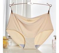 Sous-vêtements sans couture en soie glacée pour femme - Taille M - Culotte taille basse pour des vacances quotidiennes confortables et une tenue en boîte de nuit (couleur peau M)