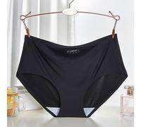 Sous-vêtements sans couture en soie glacée pour femme - Taille moyenne - Culotte taille basse pour des vacances quotidiennes confortables et une tenue en boîte de nuit - Taille XL - Noir