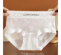 Sous-vêtements sans couture pour femme, pantalon triangle en dentelle ultra fin, taille basse, design en coton, longueur normale, convient pour toutes les saisons (XL (60 kg à 70 kg), blanc)