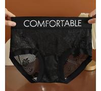 Sous-vêtements sans couture pour femme, pantalon triangle en dentelle ultra fin, taille basse, design en coton, longueur normale, convient pour toutes les saisons (XL (XXL (70 kg à 85 kg) noir)