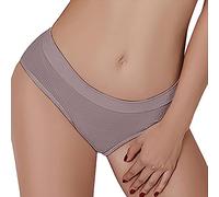 Sous-vêtements sans coutures pour femme - En coton - Sans couture - Tanga - Taille moyenne - Slip brésilien confortable - Sans couture - Extensible - Invisible - Couleur unie