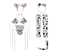 Sous-vêtements séduisants - Motif vache ludique - Charmant ensemble à trois points pour des nuits inoubliables - Surprises romantiques, b, A