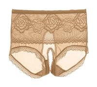 Sous-vêtements sexy pour femmes Ensemble taille haute ouvert dos pour femme. Portez des ouvertures passiontes translucides ultra-fines pour les occasions Sous-vêtements de chemin, café, M