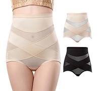 sous-vêtements, Shapewear pour Femmes Culottes Abdominales, Lot de 2 Femmes Taille Haute Body Shaper Sha sous-vêtements Pantalons Ventre Culottes Tucking, Noir &