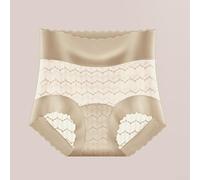 Sous-vêtements taille haute en dentelle sans frisage pour femme pour un usage quotidien (XXL café)