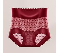 Sous-vêtements taille haute en dentelle sans frisage pour femme pour un usage quotidien (XXL rouge)