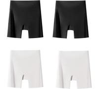 Sous-vêtements taille haute en soie glacée pour femme avec contrôle du ventre, culotte galbante sans couture sans traces, pantalon de sécurité, 4 pièces - A, XXL