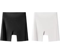 Sous-vêtements taille haute en soie glacée pour femme avec contrôle du ventre, culotte galbante sans couture sans traces, pantalon de sécurité, 2 pièces - B, M
