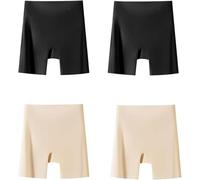 Sous-vêtements taille haute en soie glacée pour femme avec contrôle du ventre, culotte galbante sans couture sans traces, pantalon de sécurité, 4 pièces B, M