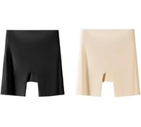 Sous-vêtements taille haute en soie glacée pour femme avec contrôle du ventre, culotte galbante sans couture sans traces, pantalon de sécurité, 2 pièces - A, XL