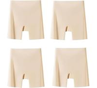 Sous-vêtements taille haute en soie glacée pour femme avec contrôle du ventre et hanches, sans couture, sans traces, culotte galbante, 4 pièces-beige, XXL
