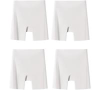 Sous-vêtements taille haute en soie glacée pour femme avec contrôle du ventre et hanches, sans couture, sans traces, culotte galbante, 4 pièces - blanc, XL