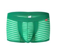sous-vêtements Taille Haute en Soie glacée pour Hommes Boxer rayé Extensible et Confortable Slip Transparent Sexy Culotte Grande Taille (Vert,M)