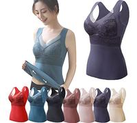 sous-vêtements Thermiques 2 en 1 avec Soutien-Gorge intégré, Caraco Thermique hautement Extensible avec Soutien-Gorge intégré, sous-vêtements doublés en Polaire Thermique, Violet, XL