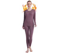 Sous-vêtements thermiques pour femme à col rond ultra doux et long John Ensembles de sous-vêtements longs pour femme,Sous-vêtements longs évacuant l'humidité,Sous-vêtements cadeaux, violet, X-Large