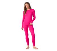 Sous-vêtements thermiques pour femme avec couche de base doublée en polaire pour femme, ensemble de détente pour temps froid, rose, S