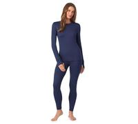 Sous-vêtements thermiques pour femme avec couche de base doublée en polaire pour femme, ensemble de détente pour temps froid, bleu marine, XL