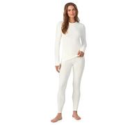 Sous-vêtements thermiques pour femme avec couche de base doublée en polaire pour femme, ensemble de détente pour temps froid, ecru, S