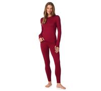 Sous-vêtements thermiques pour femme avec couche de base doublée en polaire pour femme, ensemble de détente pour temps froid, Rouge, M