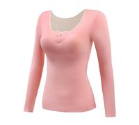 Sous-vêtements thermiques pour femme - Ensemble de sous-vêtements longs brossés pour temps froid - Haut de pyjama pour femme, rose, XXL