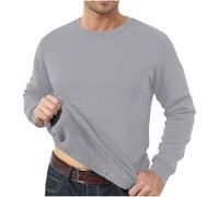 Sous-vêtements thermiques rembourrés et épais pour hommes - Grand format - Peut être porté à l'extérieur - T-shirt de commerce extérieur uni - Sweatshirt à col large délavé pour hommes, gris, 5XL