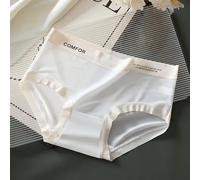 Sous-vêtements triangulaires en soie glacée pour femme - Taille moyenne - Pour un usage quotidien, les vacances, la maison et le club - Culotte en polyester à séchage rapide (XL blanc)