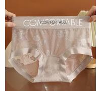 Sous-vêtements ultra fins pour femme, pantalon triangle en dentelle sans couture, taille basse confortable, en coton, longueur normale pour toutes les saisons (L(XL (60 kg-70 kg) rose)