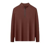 Sous-zéro Vêtements de Travail à Un Quatrième à Manches Longues Coupe Moulante Col Haut Léger Entraînement d'Hiver, Brick rouge, XXXL