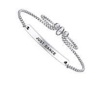 SOUSYOKYOSAM Bracelet manchette délicat - Just Dance - Bracelet jonc réglable gravé significatif - Cadeau d'encouragement pour elle, One Size, Métal, NA