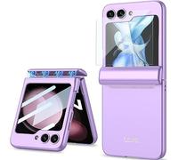 SOUTEM pour Samsung Galaxy Z Flip 5 Coque Intégrée Protecteur D'écran Externe et Protection de Charnière Magnétique, Robuste Antichoc Anti-Rayures Housse de Protection pour Z Flip 5 5G(Violet)
