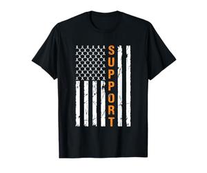 Soutenez la Lutte Amusante Contre la leucémie américaine USA Flag Fighter T-Shirt