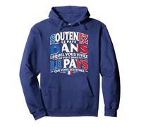 Soutenez Le Pays - Drapeau France Patriotisme Patriote Sweat à Capuche, Unisexe pour Adultes, Bleu Marine, XXL