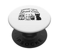 Soutenez les chats de rue locaux drôles d'animaux malicieux PopSockets PopGrip Adhésif