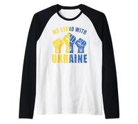 Soutenez l'Ukraine - Nous soutenons avec Le Drapeau de l'Ukraine Manche Raglan