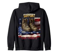Soutenez nos troupes Bottes de combat militaires américaines Journée des anciens combattants Sweat à Capuche