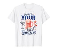 Soutenez Votre Barman Sauvage Mixology Bar Service Humour T-Shirt